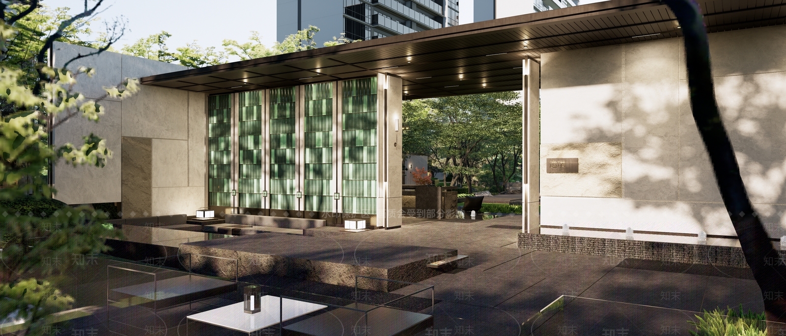 侘寂简约小区景观SU模型下载【ID:1186423766】