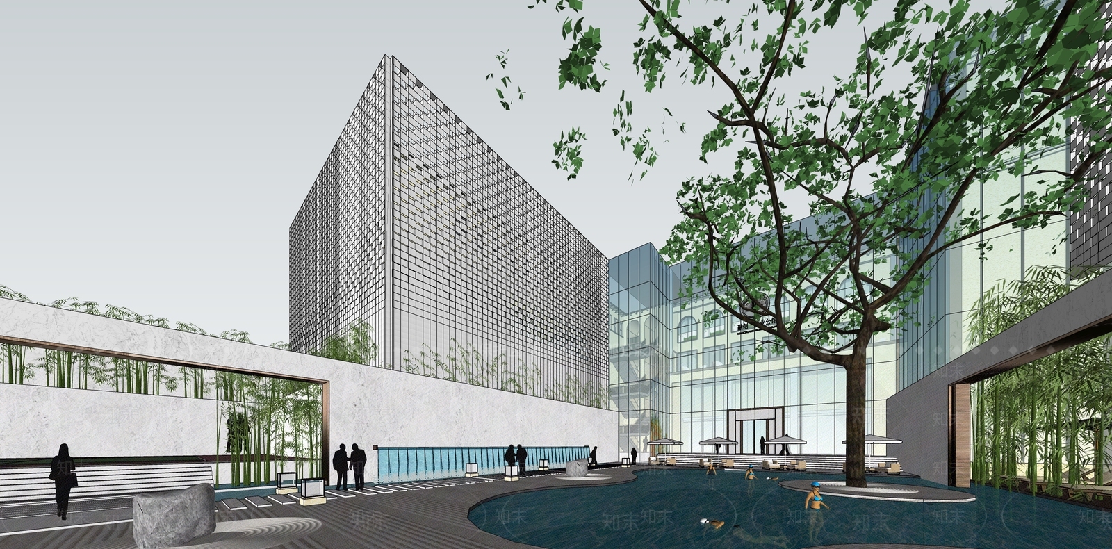意式现代小区建筑SU模型下载【ID:1186424156】