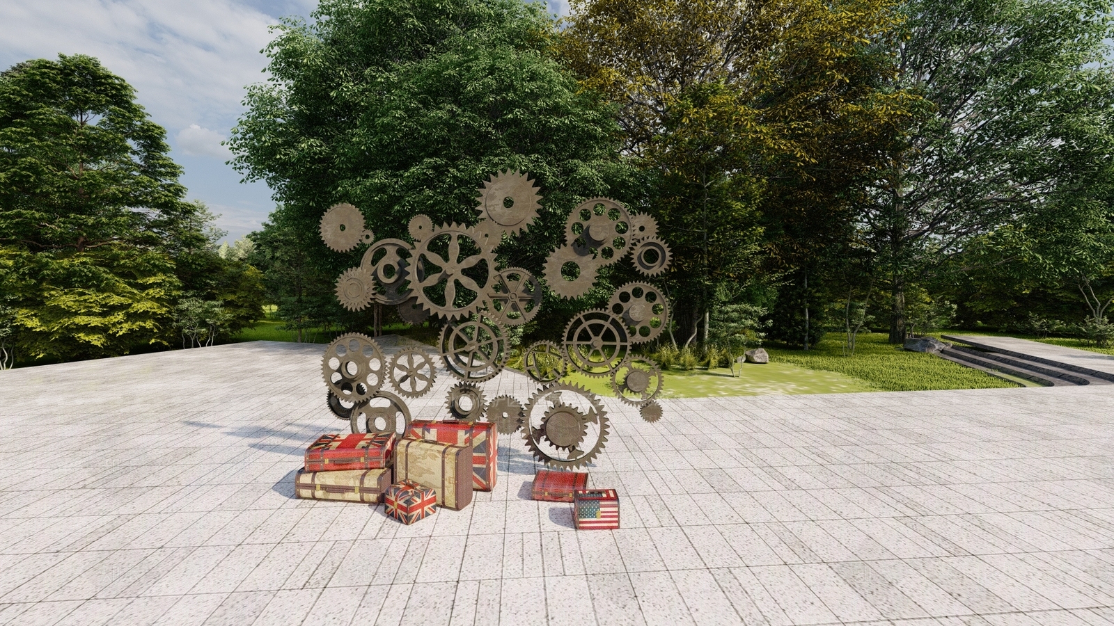 现代雕塑小品SU模型下载【ID:1186425693】