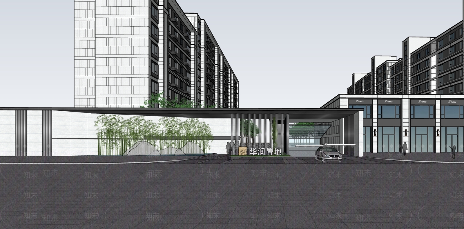现代极简小区建筑SU模型下载【ID:1186427996】