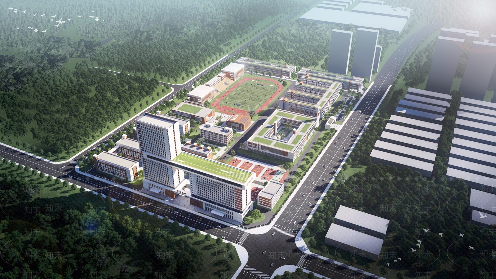 现代学校建筑SU模型下载【ID:1186428185】
