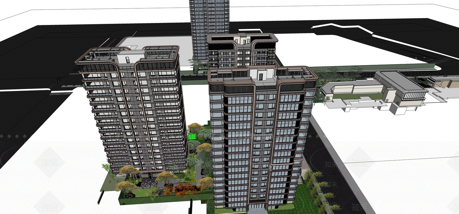 意式轻奢高层住宅SU模型下载【ID:1186428689】