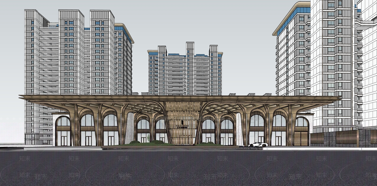 小区建筑SU模型下载【ID:1186429047】