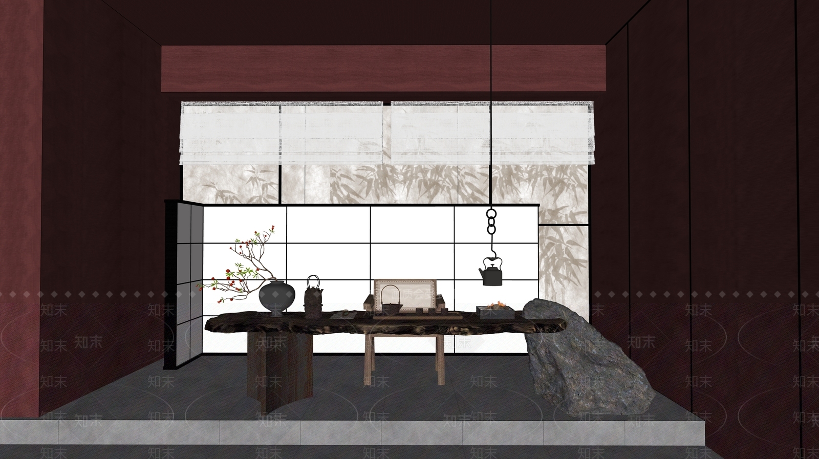 现代新中式茶馆SU模型下载【ID:1186428865】