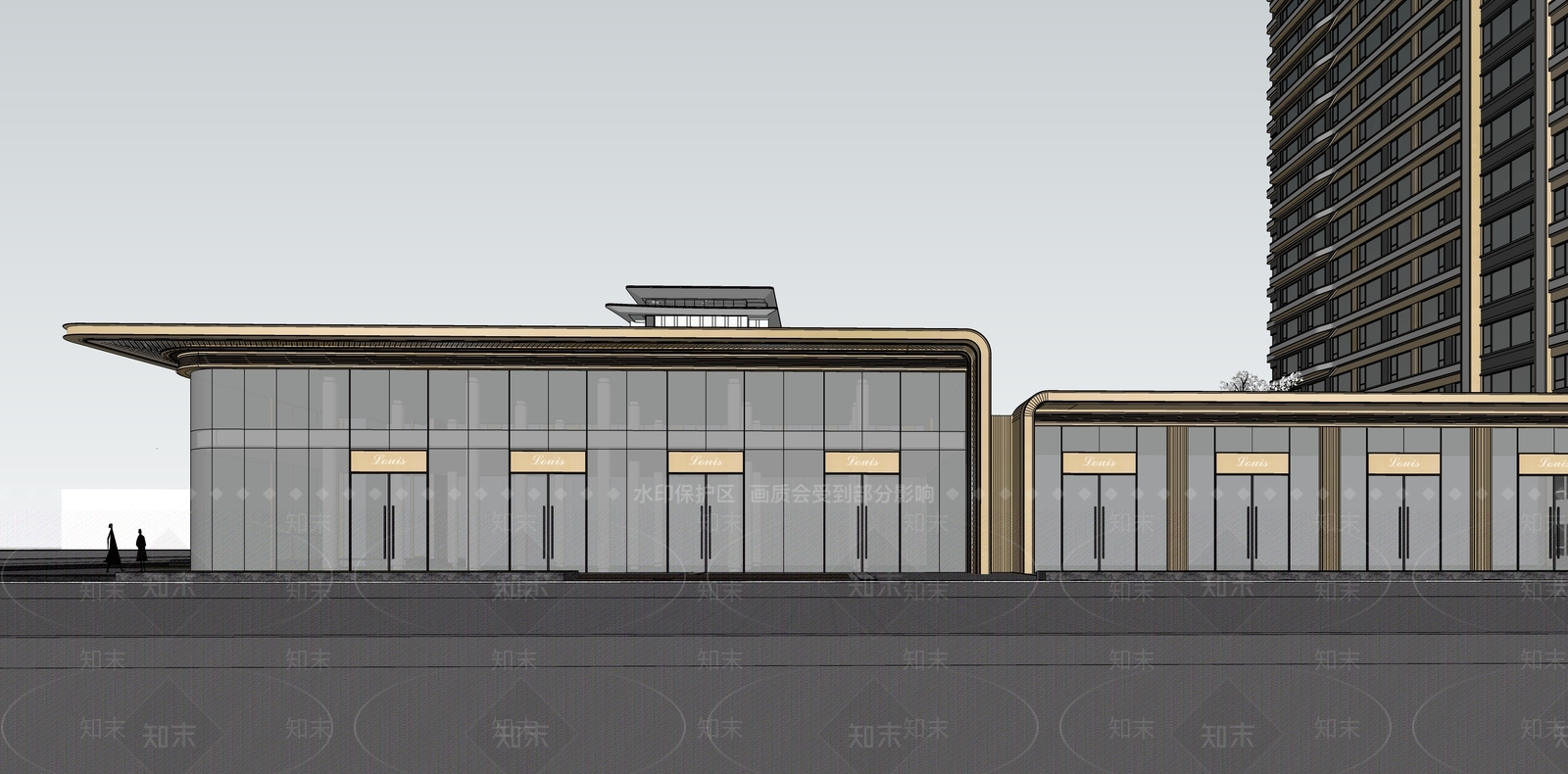 现代轻奢小区建筑SU模型下载【ID:1186433589】