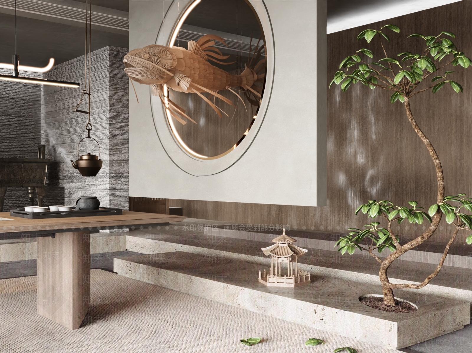 新中式隔断SU模型下载【ID:1186434148】