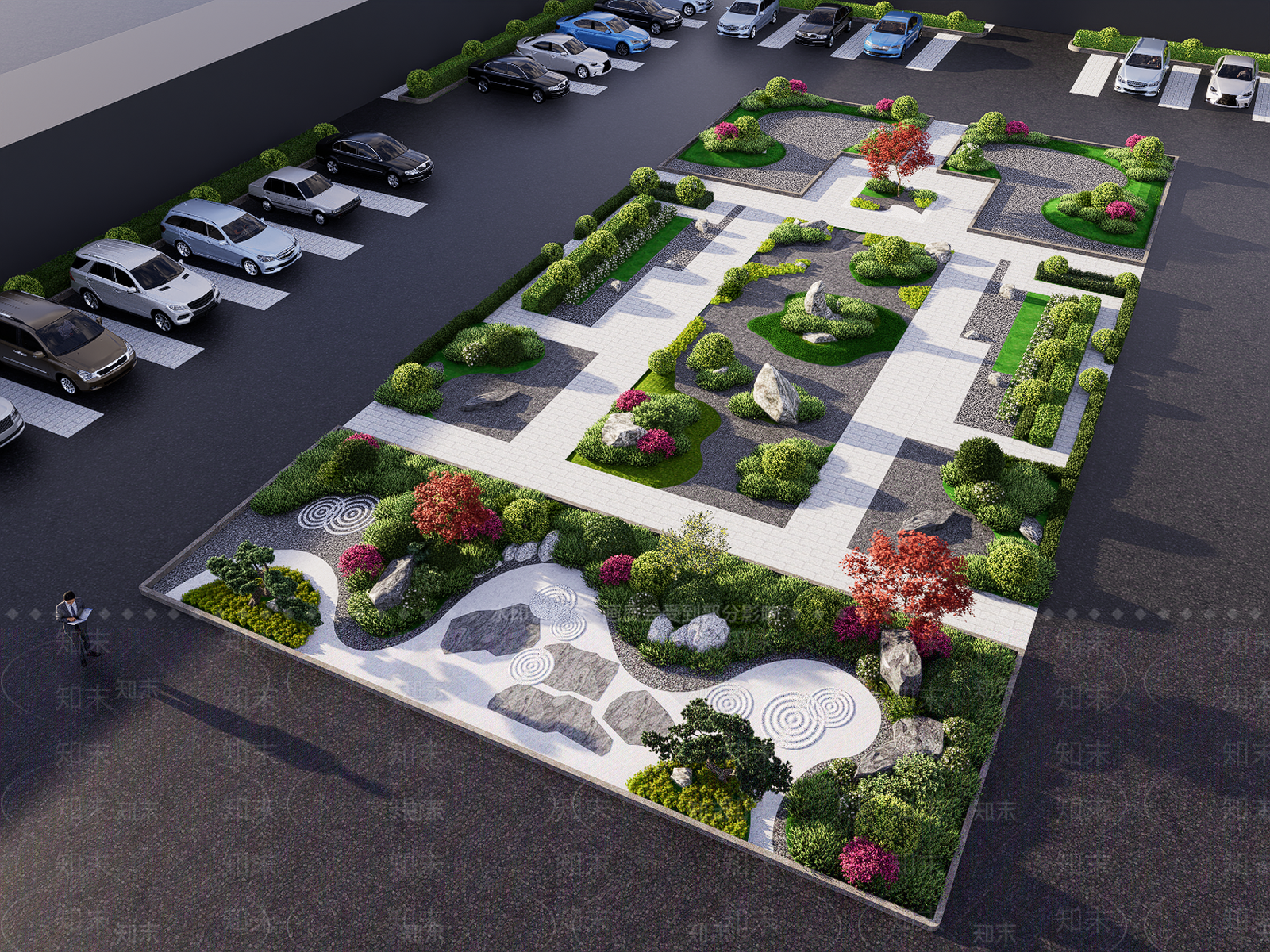 日式现代办公景观SU模型下载【ID:1186435952】