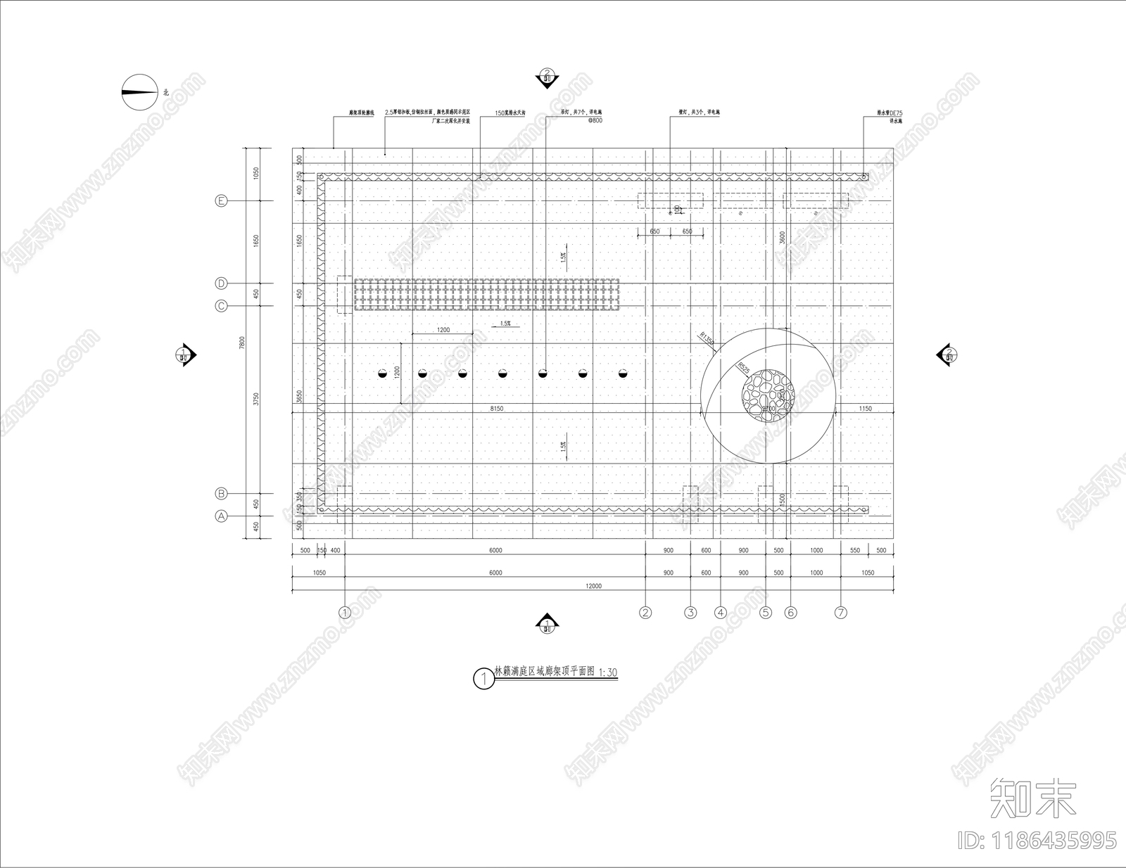 现代廊架施工图下载【ID:1186435995】