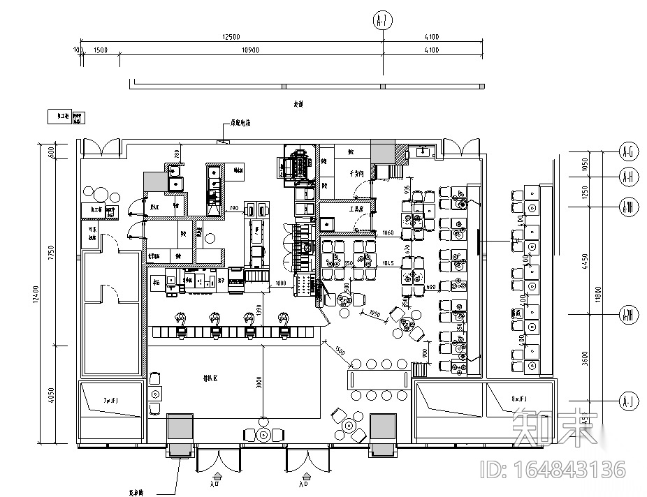 汉堡王福州东二环店施工图cad施工图下载【ID:164843136】