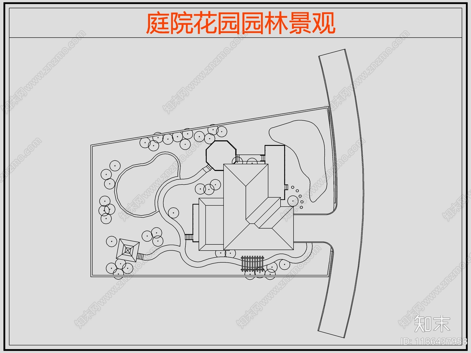 现代庭院cad施工图下载【ID:1186437958】