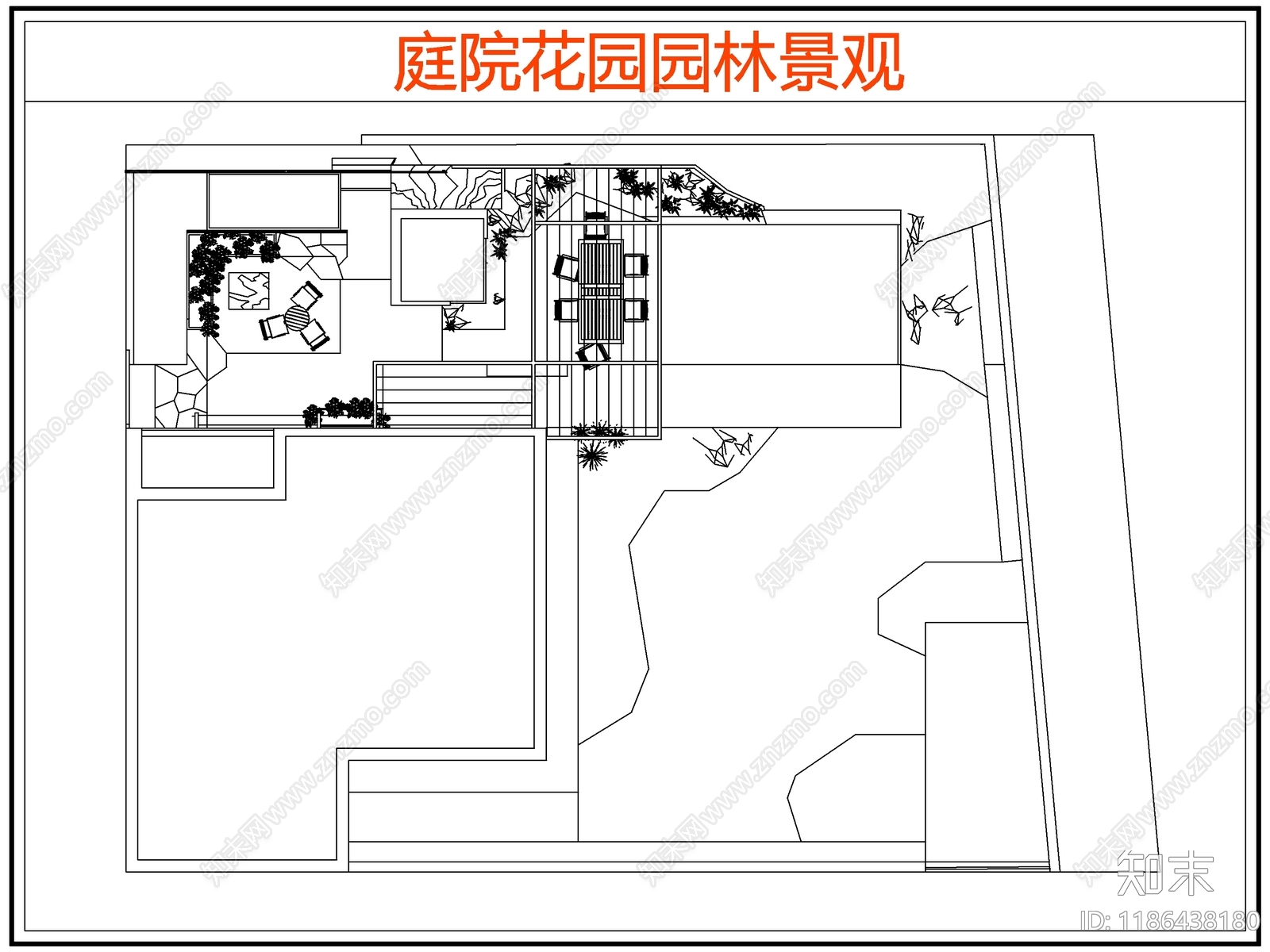 现代庭院cad施工图下载【ID:1186438180】