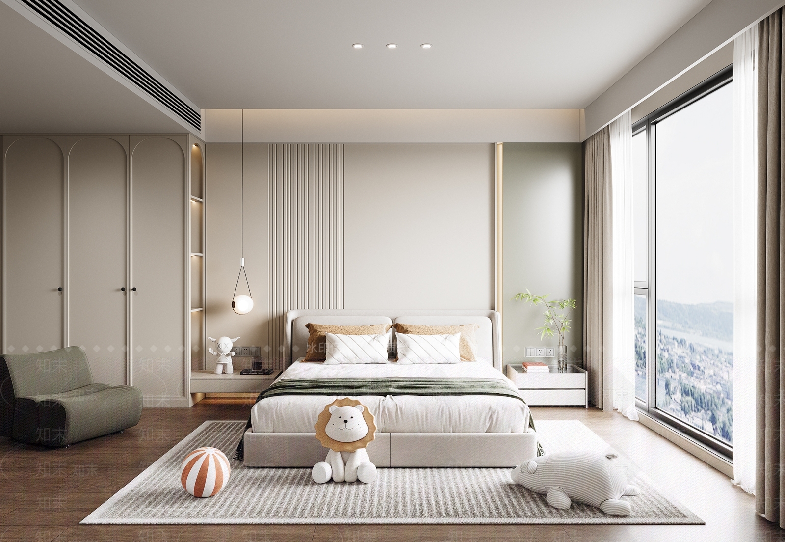 现代通用儿童房3D模型下载【ID:1186439187】