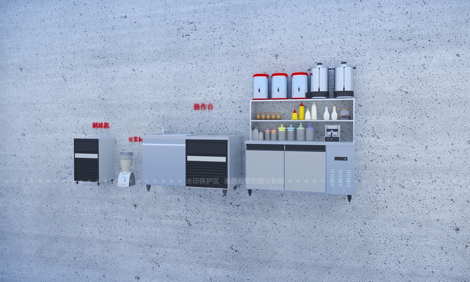 现代奶茶店3D模型下载【ID:1186440504】