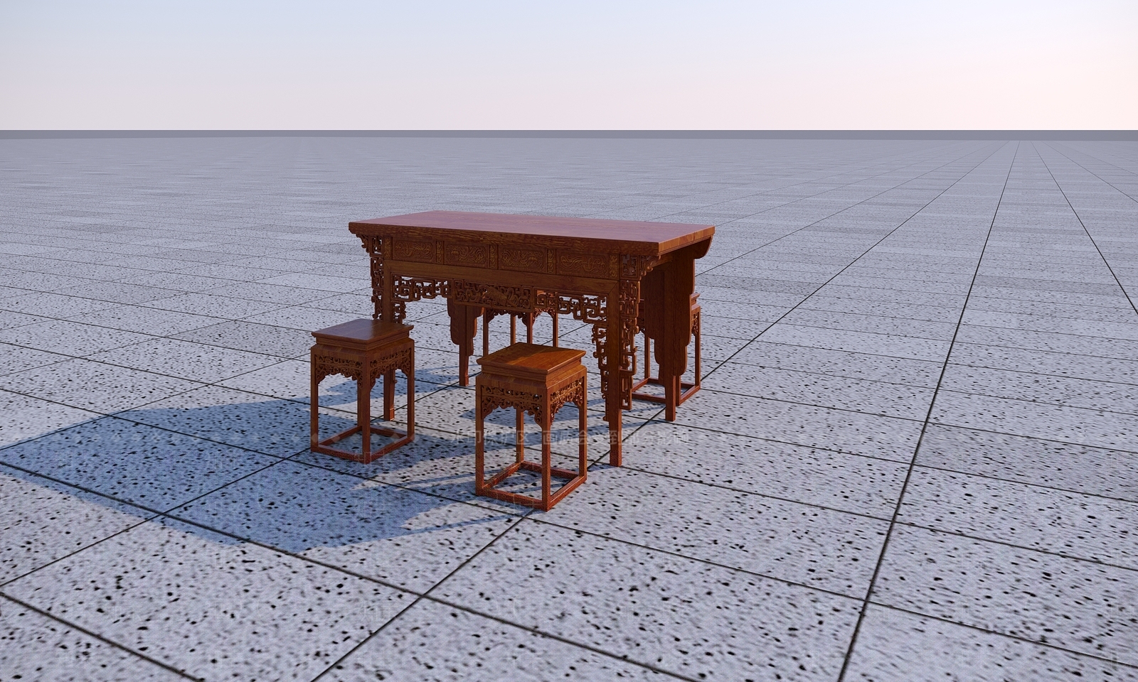 中式书桌3D模型下载【ID:1186442199】