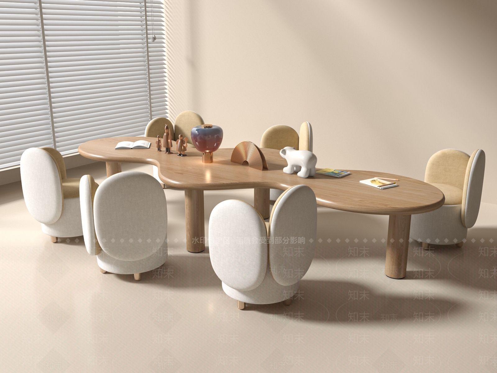 现代儿童桌椅3D模型下载【ID:1186444642】