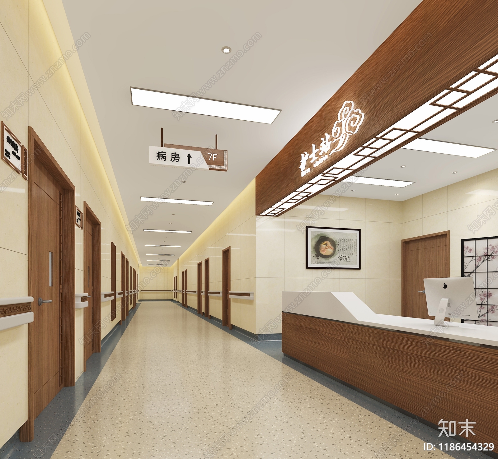 新中式医院SU模型下载【ID:1186454329】