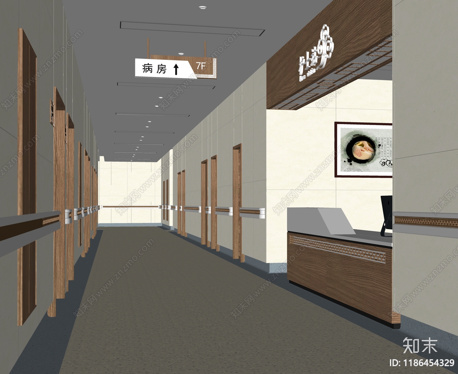 新中式医院SU模型下载【ID:1186454329】