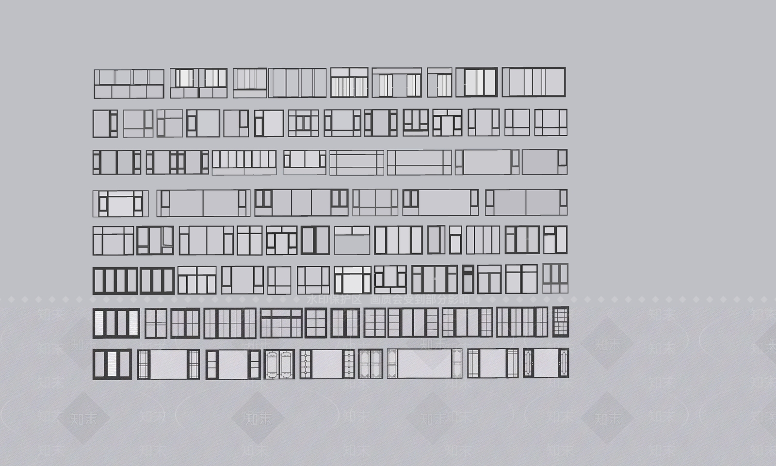 现代窗户组合SU模型下载【ID:1186454933】