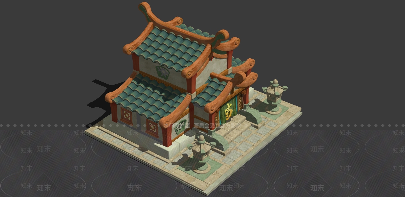 复古中式古建筑SU模型下载【ID:1186455267】