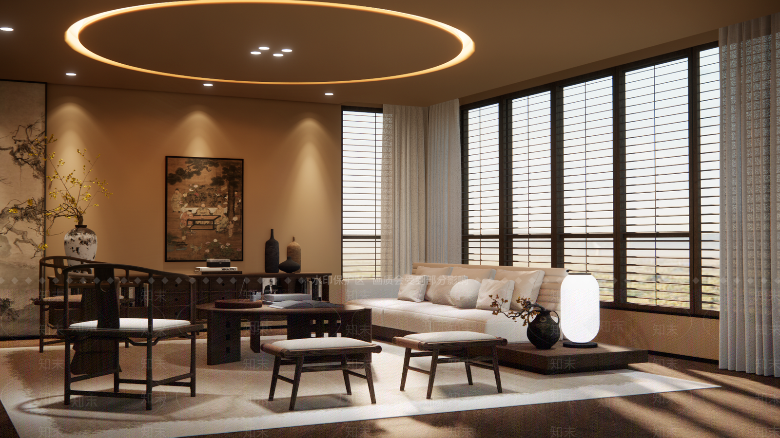 中式别墅客厅SU模型下载【ID:1186464720】