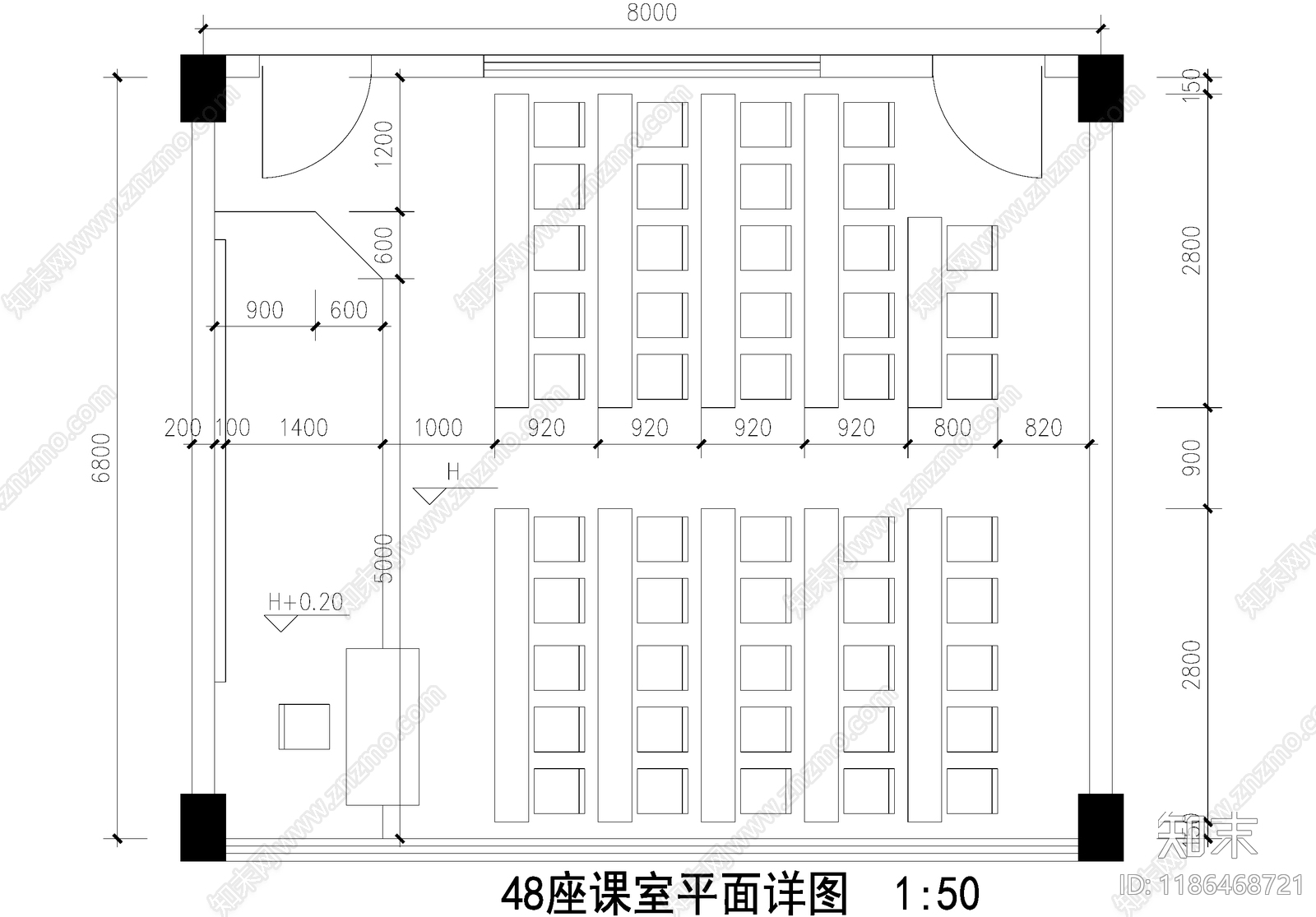 教室cad施工图下载【ID:1186468721】