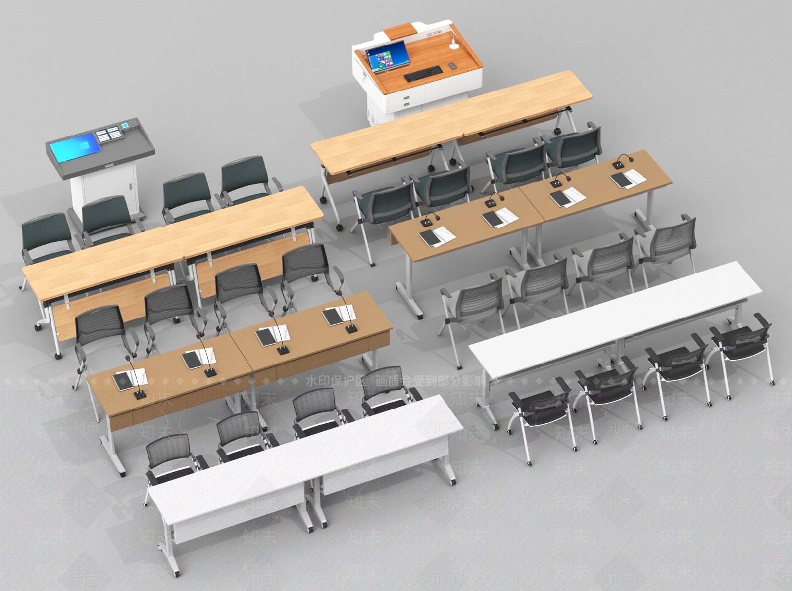 现代会议桌3D模型下载【ID:1186484289】