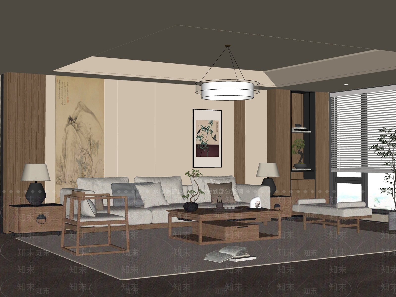竹枝挂画挂画SU模型下载【ID:1227414454】