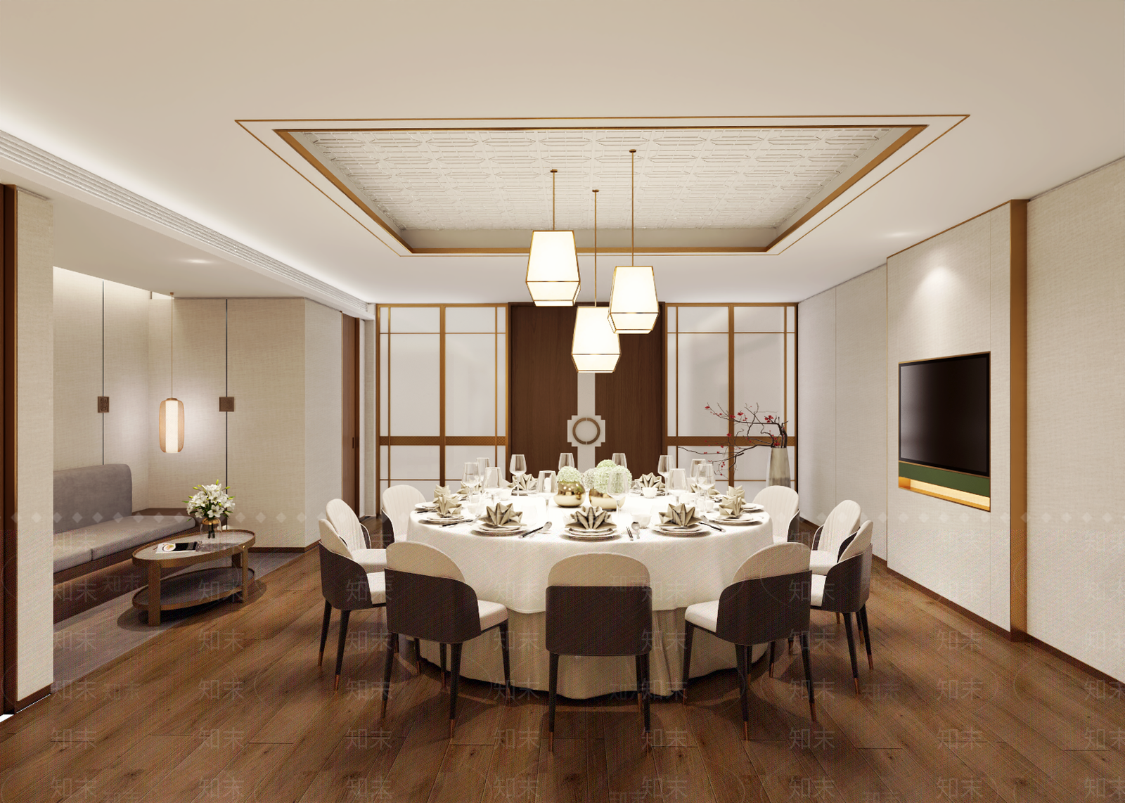 新中式中式包厢3D模型下载【ID:1186484451】