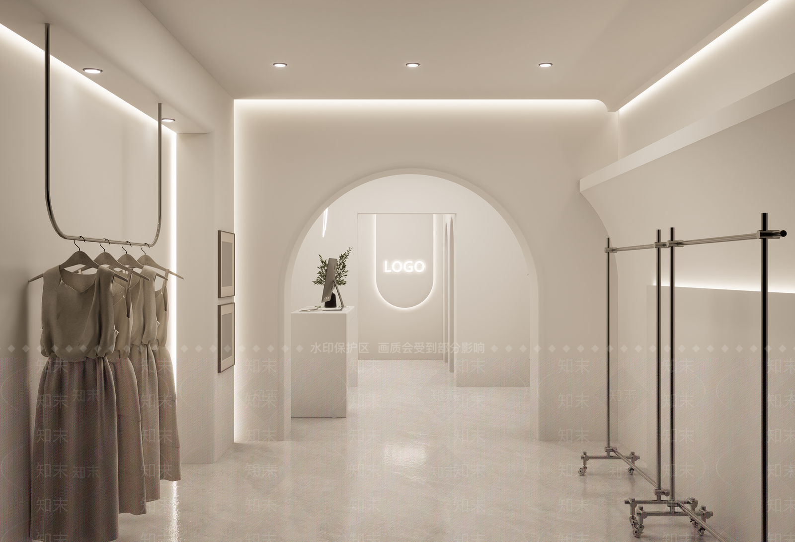 奶油简约服装店SU模型下载【ID:1186569669】