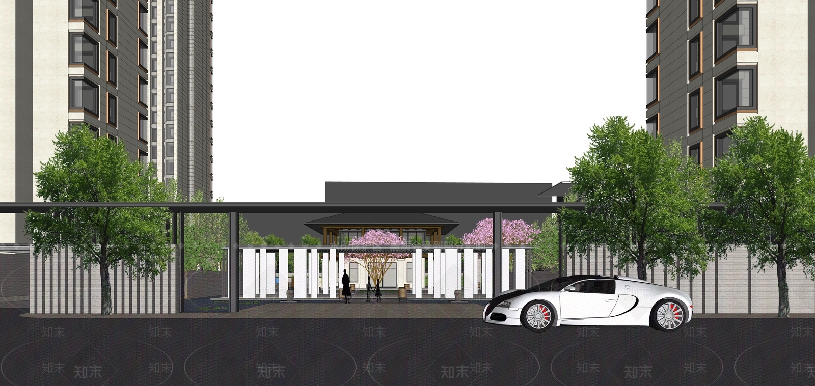 现代小区建筑SU模型下载【ID:1186495611】