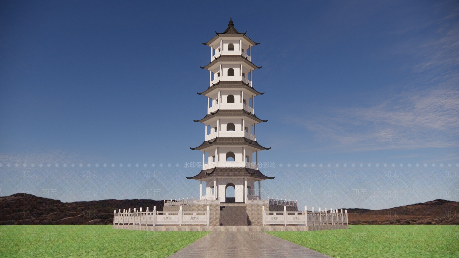 新中式中式塔楼SU模型下载【ID:1186489214】