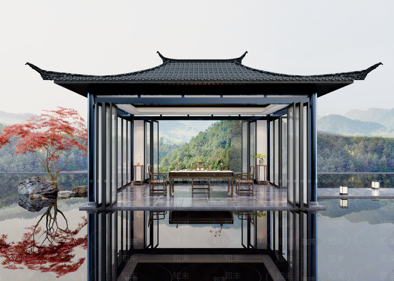 新中式中式古建3D模型下载【ID:1186490163】