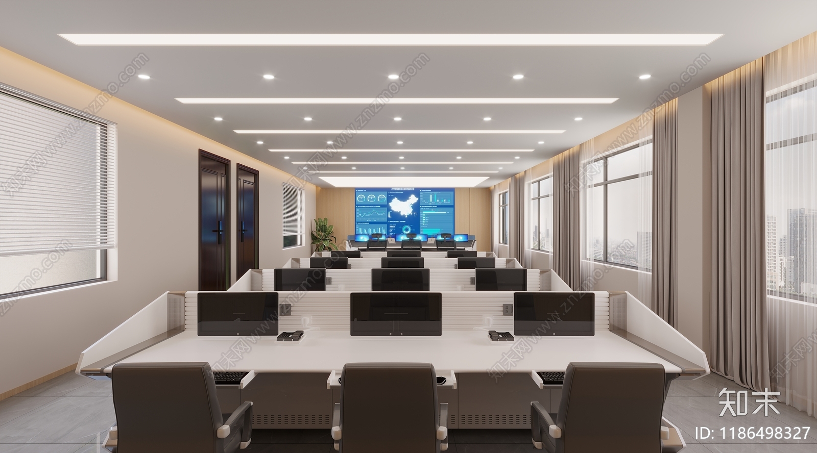 现代简约独立办公室施工图下载【ID:1186498327】