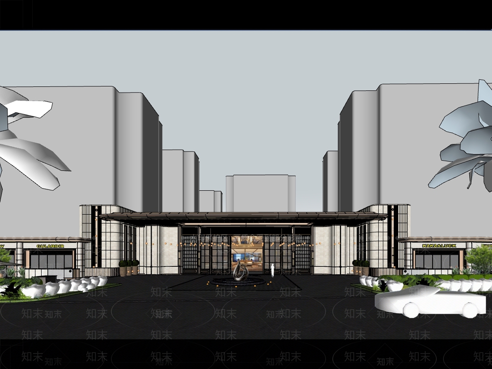欧式简欧小区建筑SU模型下载【ID:1186502521】