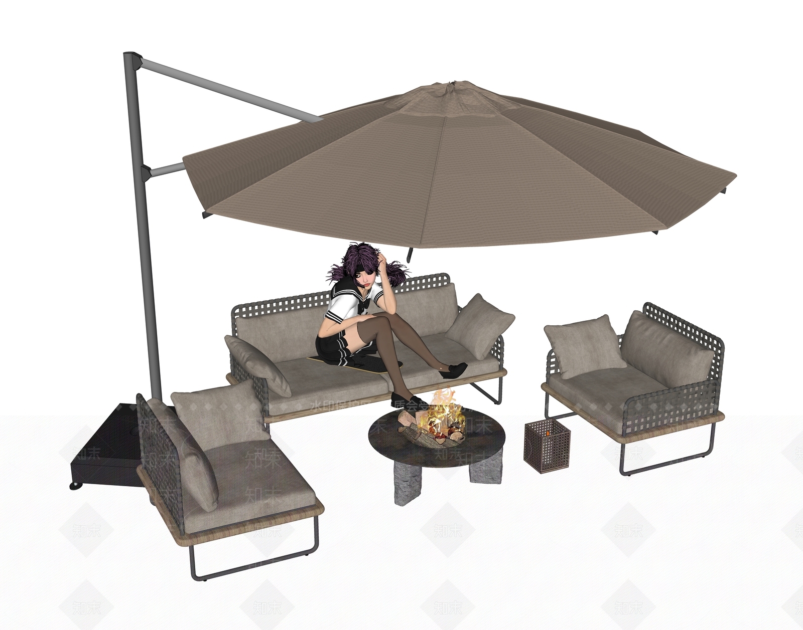 现代休闲椅SU模型下载【ID:1186498188】