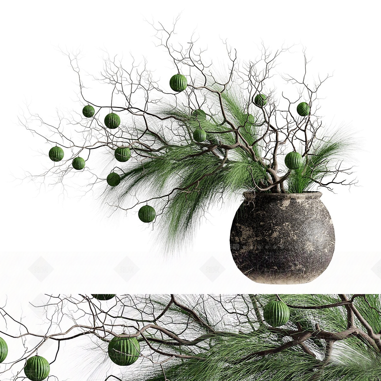 现代侘寂花艺3D模型下载【ID:1186498610】