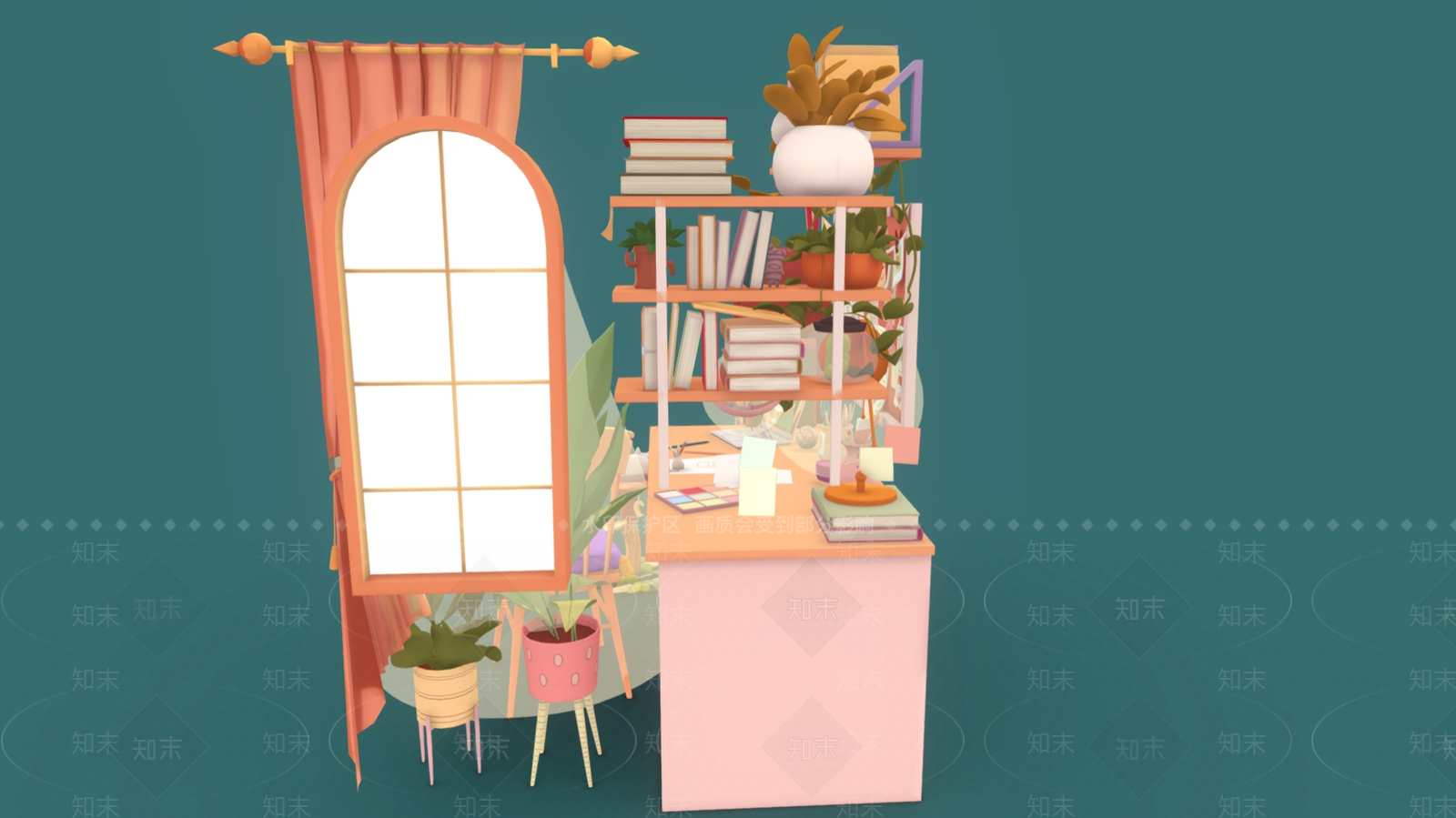 现代书房3D模型下载【ID:1186498622】