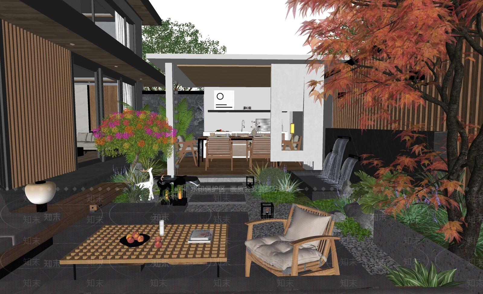 现代屋顶花园SU模型下载【ID:1186499043】
