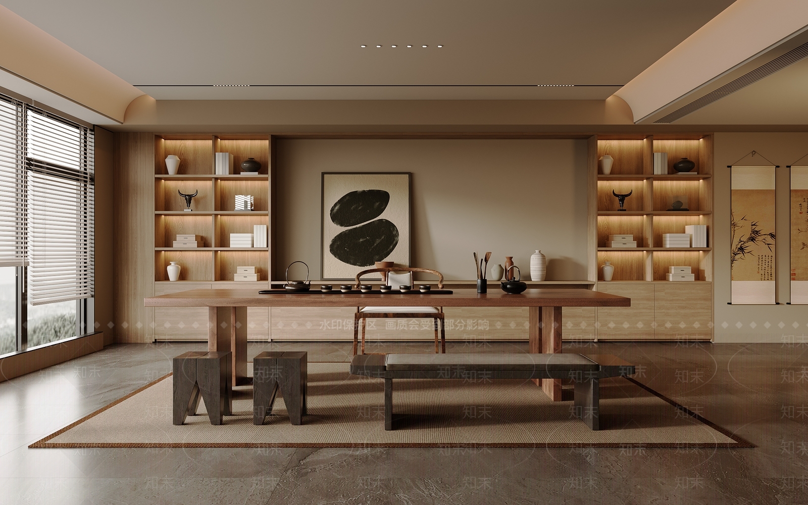 新中式中古茶室3D模型下载【ID:1186501192】