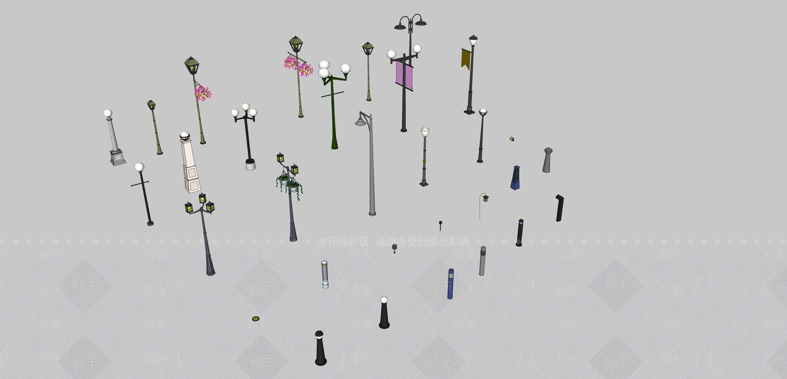 现代复古路灯SU模型下载【ID:1186502015】