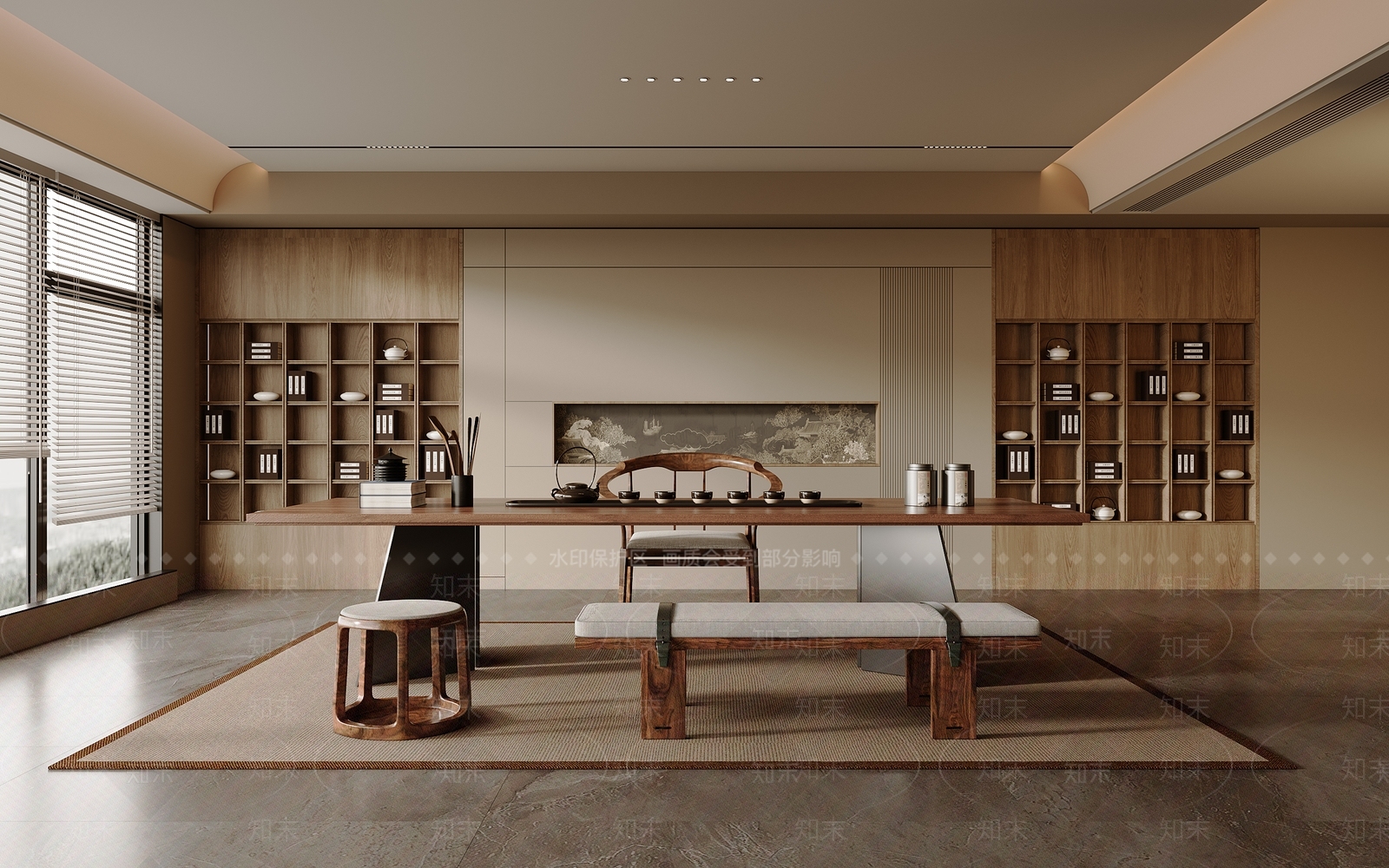 新中式中古茶室3D模型下载【ID:1186502440】