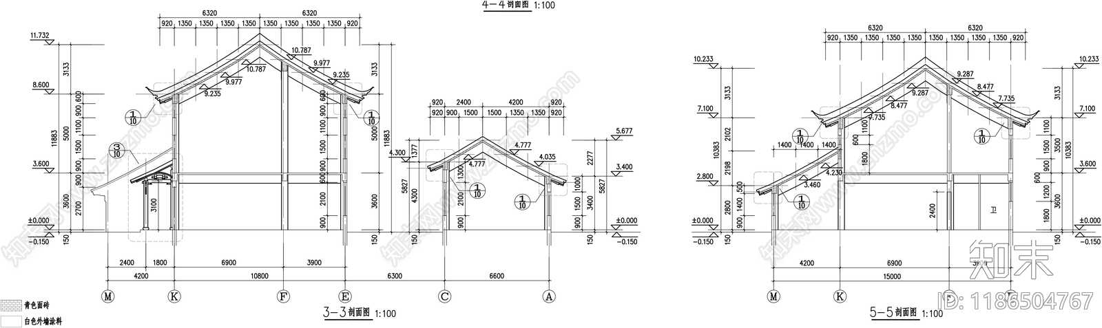 中式中古民宿建筑施工图下载【ID:1186504767】