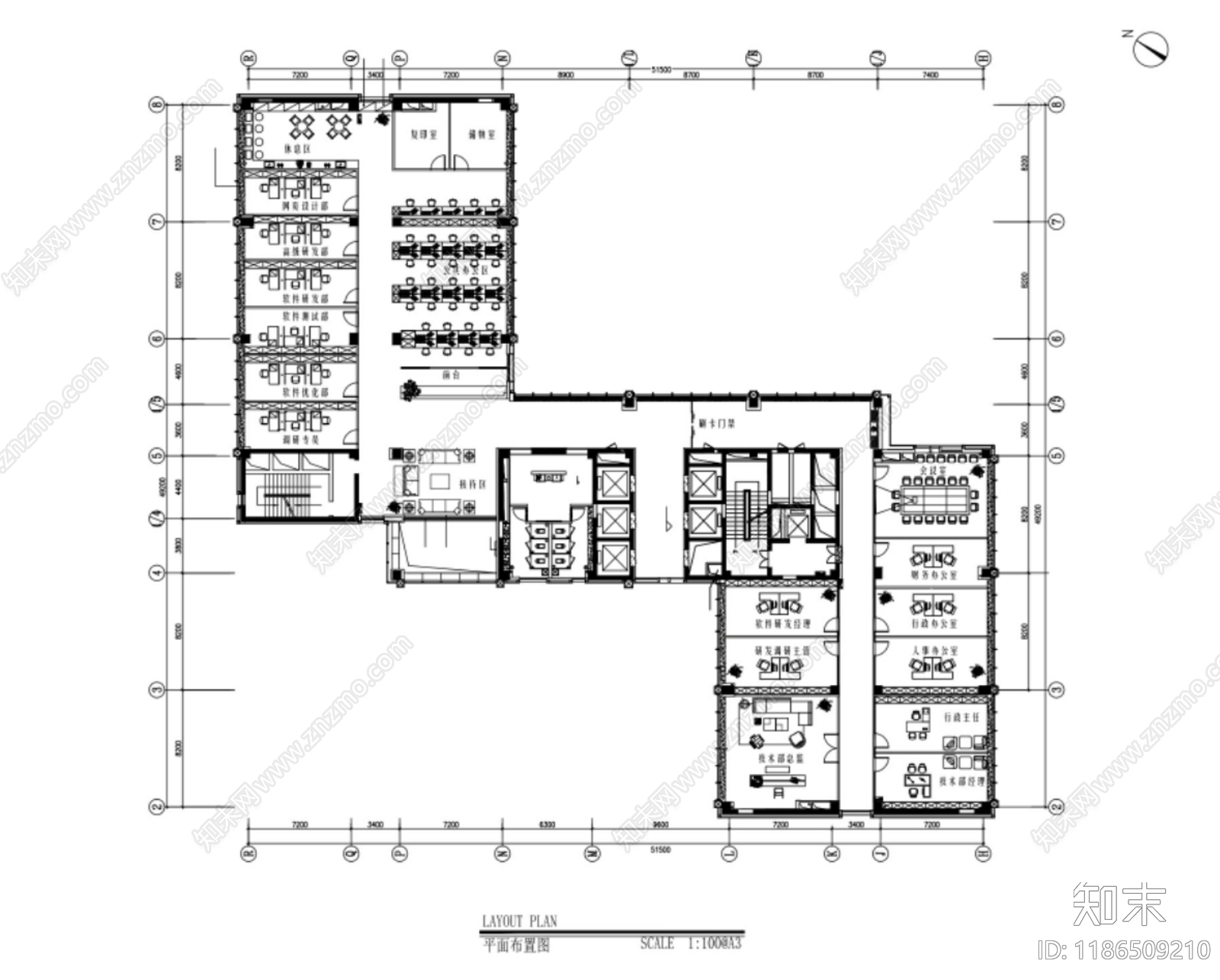 现代整体办公空间cad施工图下载【ID:1186509210】