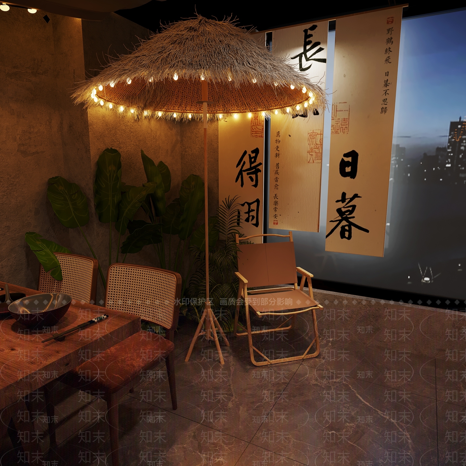 侘寂中餐厅3D模型下载【ID:1186510529】