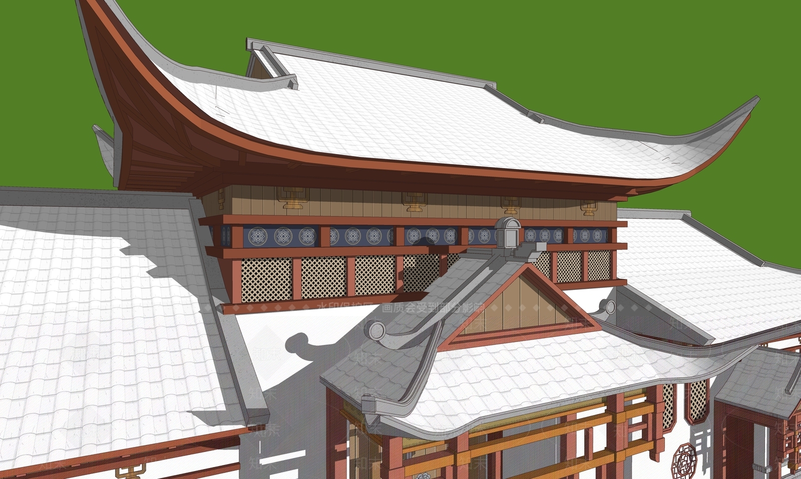中式古建筑SU模型下载【ID:1186520003】