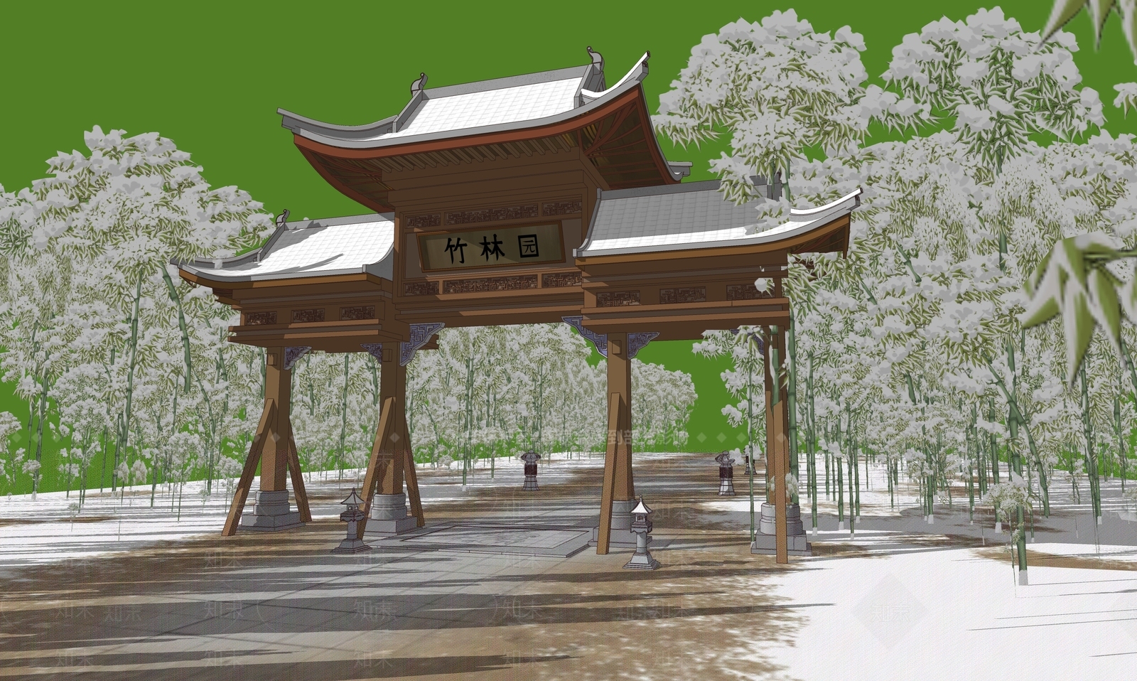中式古建筑SU模型下载【ID:1186520154】