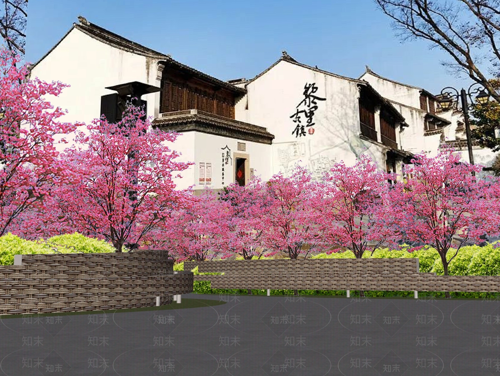 现代中式景墙SU模型下载【ID:1186520871】