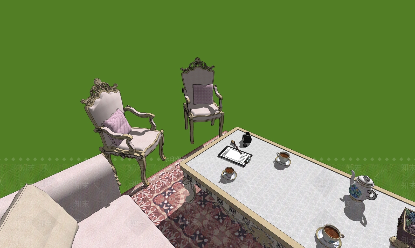 欧式美式沙发组合SU模型下载【ID:1186520981】