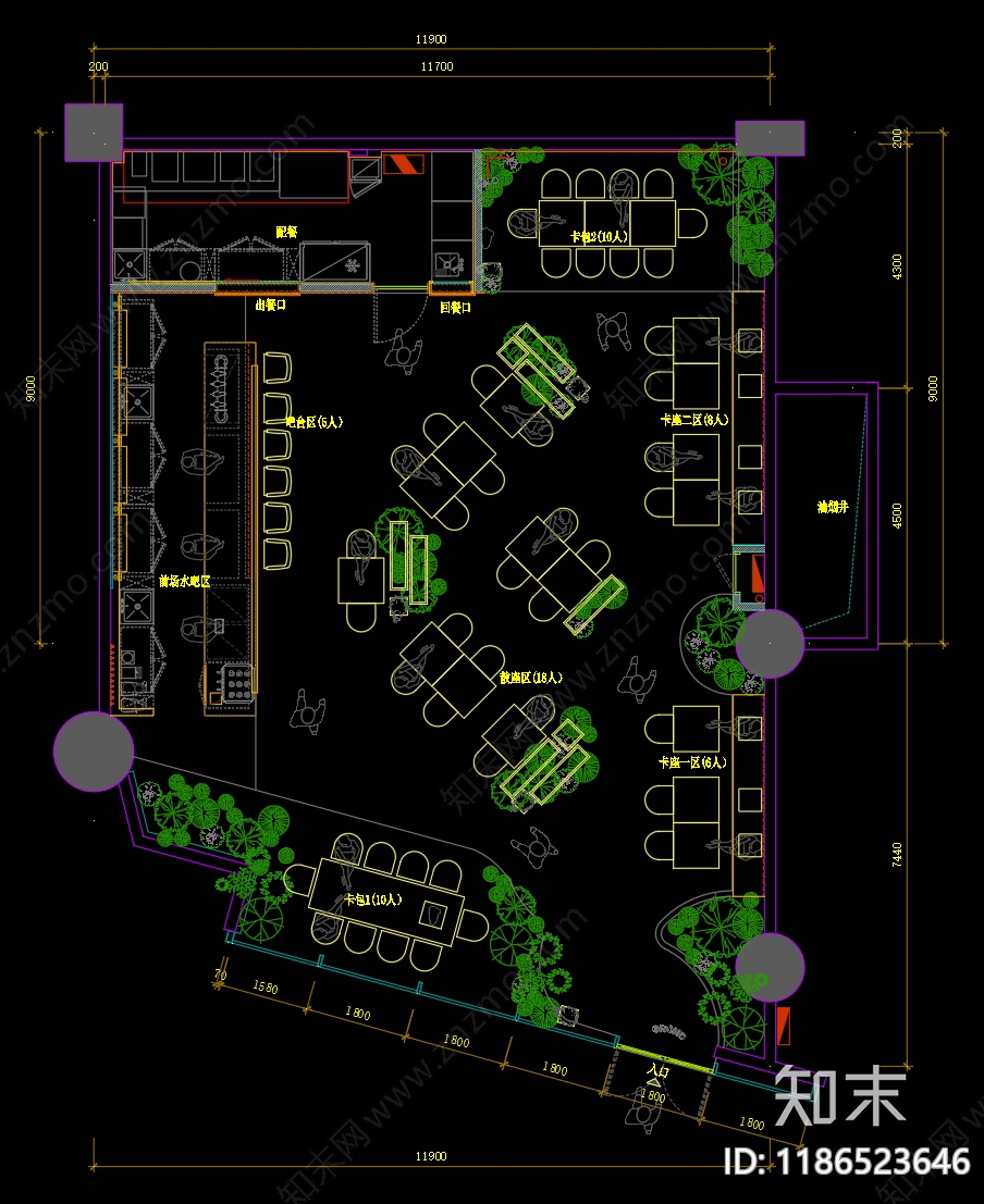 现代茶餐厅cad施工图下载【ID:1186523646】