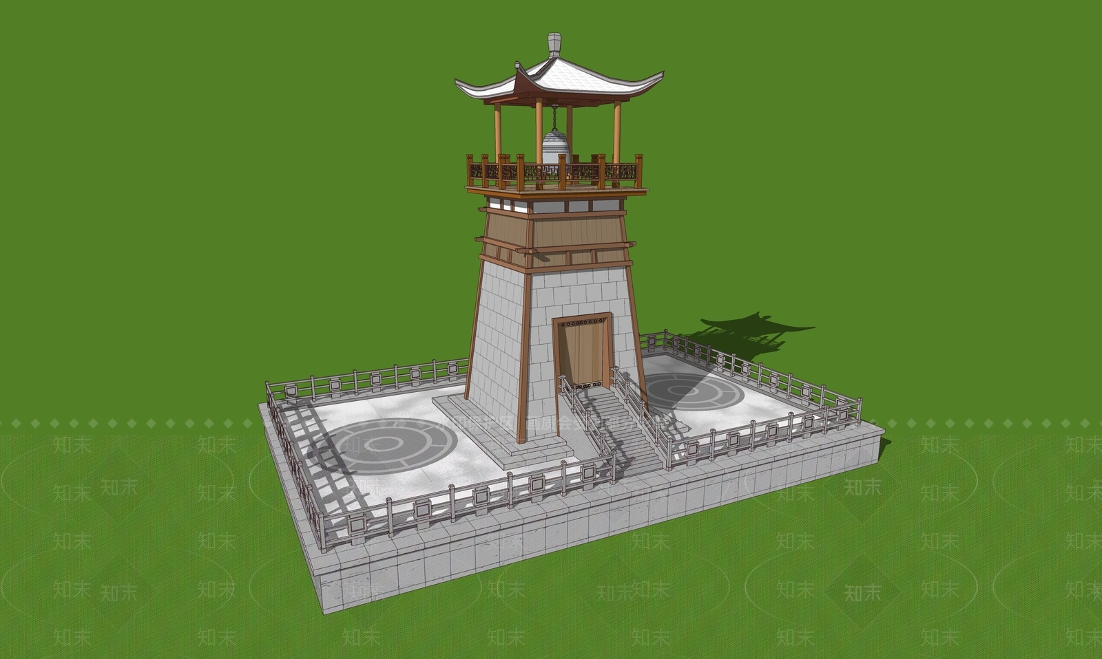 新中式中式塔楼SU模型下载【ID:1186522348】